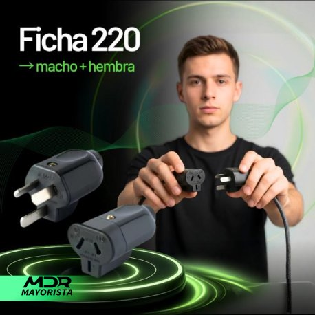 Ficha 220 macho + hembra reforzada (el par)