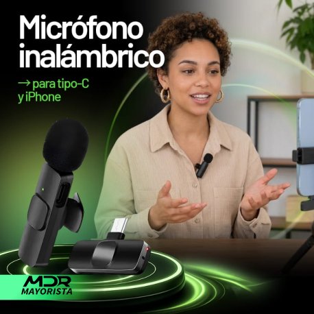 Micrófono corbatero inalámbrico con receptor tipo c
