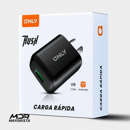 Cargador cabezal 4.8amp Only rush + cable v8 (en caja)