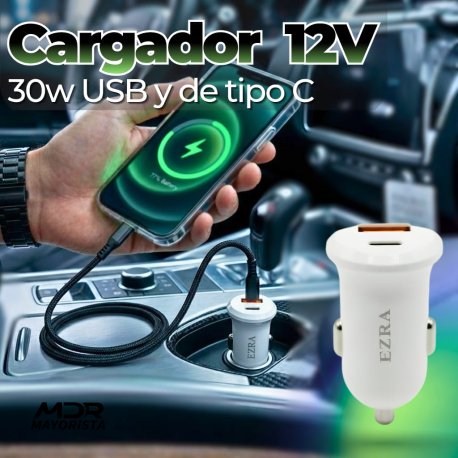 Cabezal 12v Ezra 30w , con hembra de usb y de tipo c
