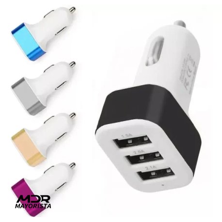 Cargador12v cabezal 3.1amp triple usb (suelto)