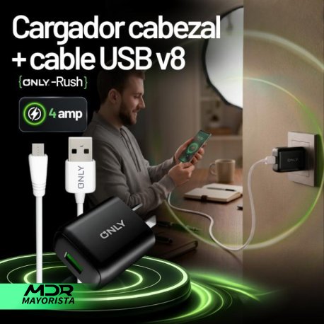Cargador cabezal Rush + cable Usb v8 4.8amp