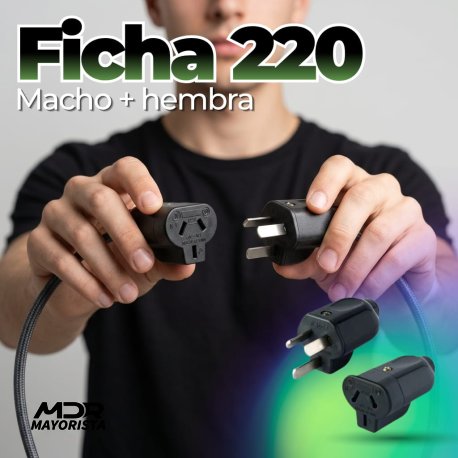 Ficha 220 macho + hembra reforzada (el par)