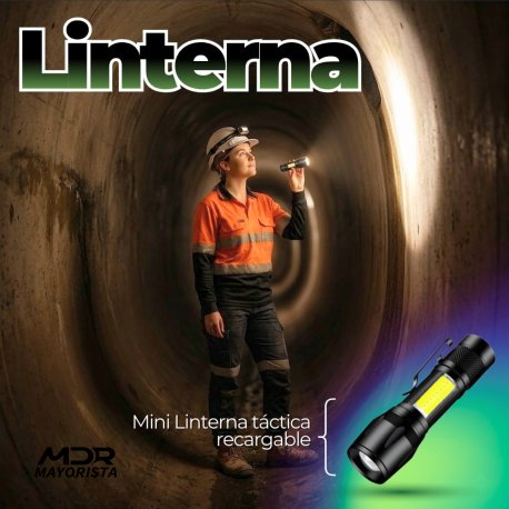 linterna tactica recargable con estuche verde