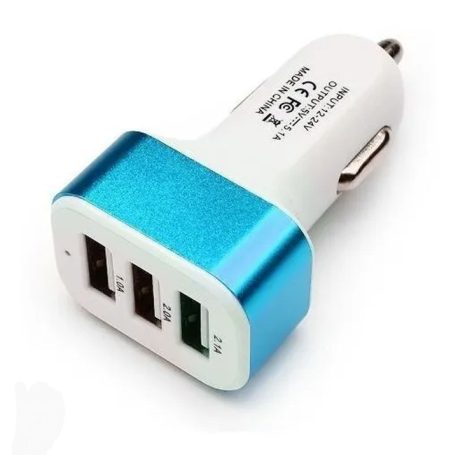 Cargador12v cabezal 3.1amp triple usb (suelto)