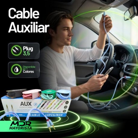 cable AUXILIAR plug - plug 3,5 de colores