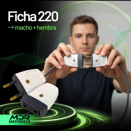 Ficha 220 macho + hembra cuadrada (el par)