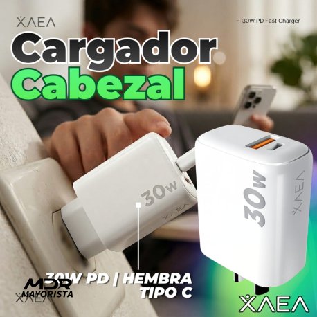 Cargador cabezal Xaea 30W PD hembra tipo C