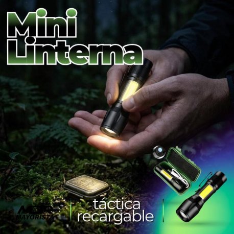 linterna tactica recargable con estuche verde