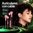 Auriculares Music  con cable Rosados Con Gomita (caja)